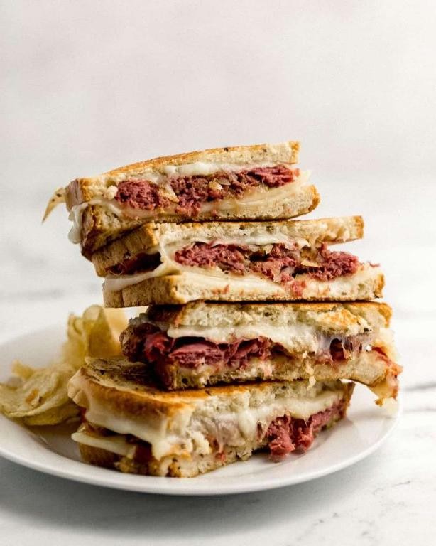 Grilled Corned Beef and Cheddar Sandwich with Mustard