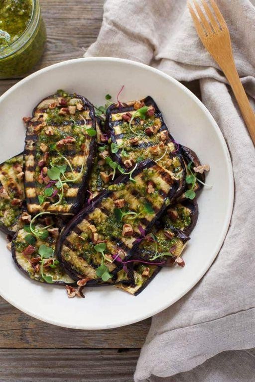 Grilled Eggplant with Basil Pesto