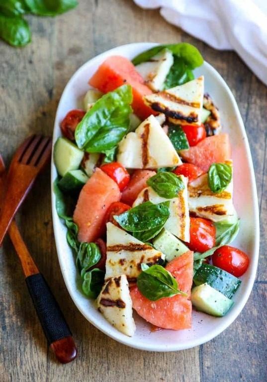 Grilled Halloumi and Watermelon Salad