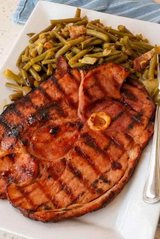 Grilled Ham Steak with Honey Dijon Glaze