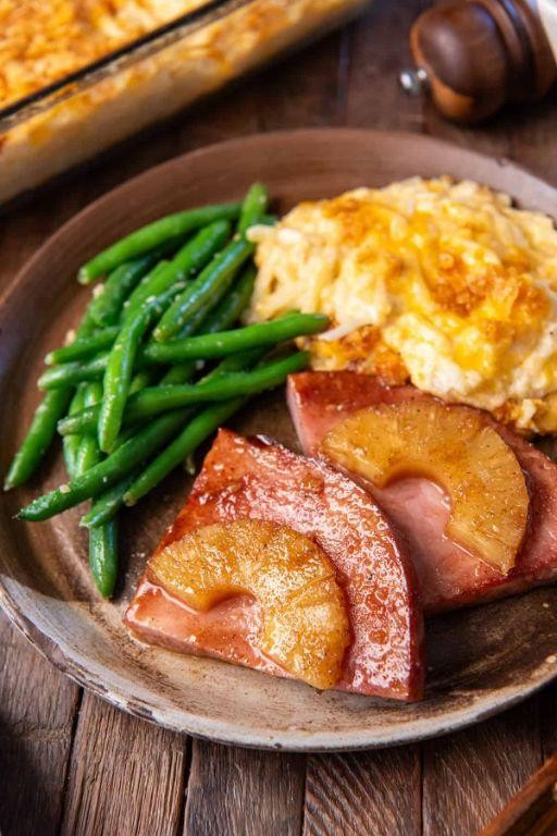 Grilled Ham Steak with Pineapple Ginger Glaze