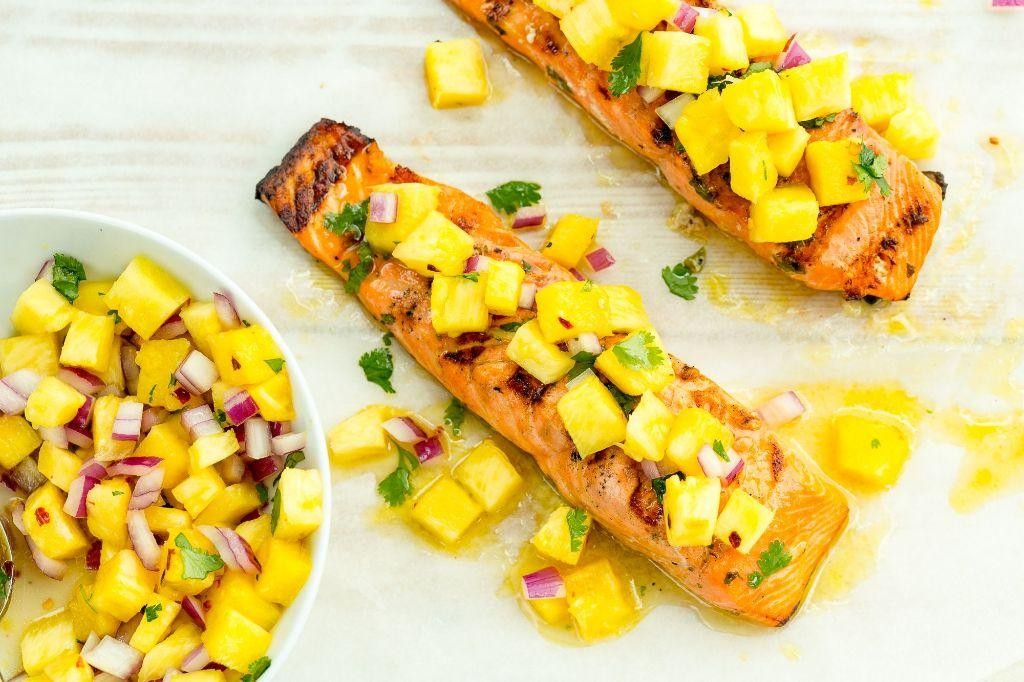 Grilled Keta Salmon with Pineapple Salsa
