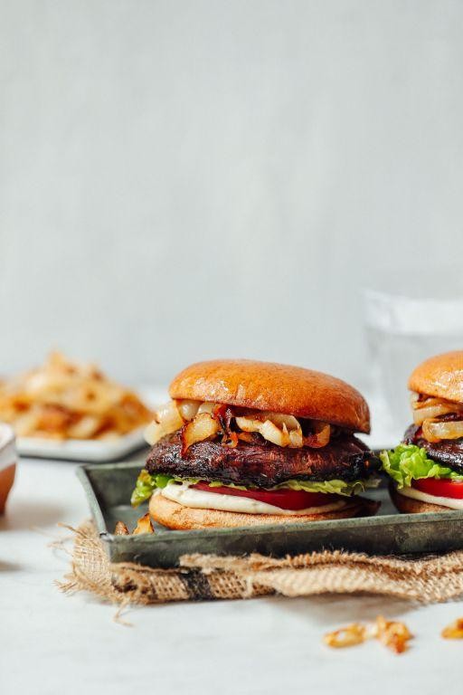 Grilled Portobello Mushroom Burgers with Garlic Aioli