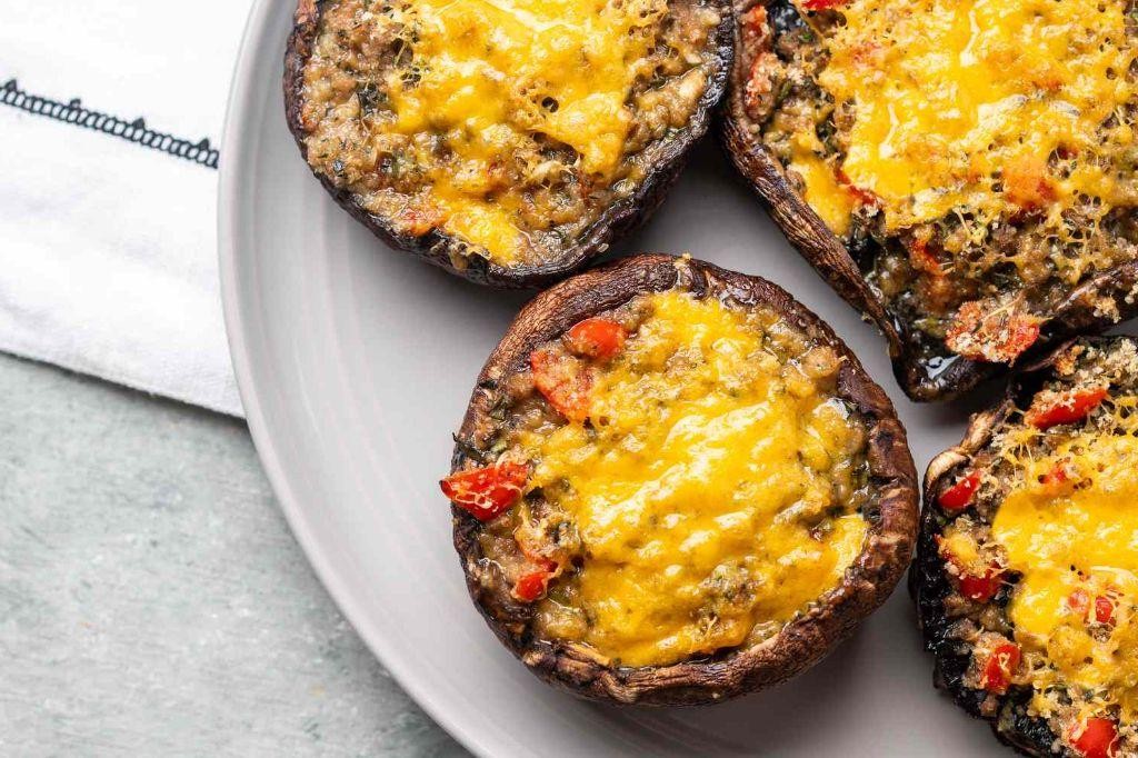 Grilled Portobello Mushroom Caps with Herbed Cheese