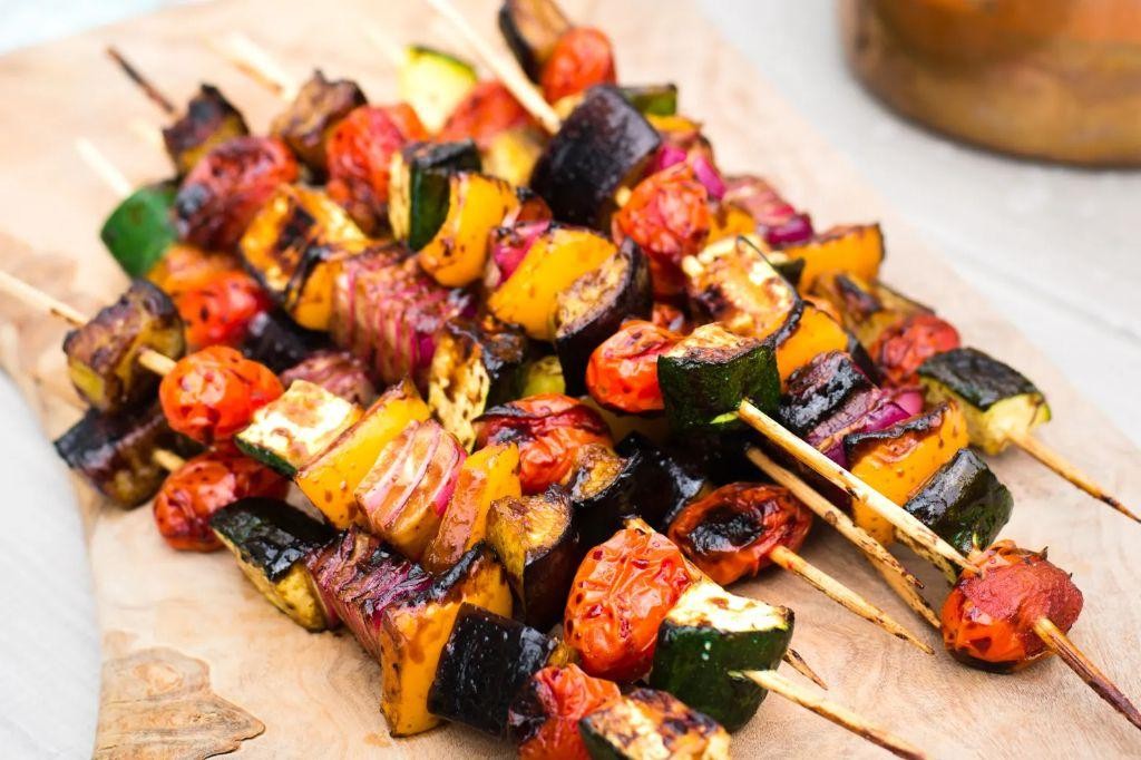 Grilled Veggie Kebabs with Balsamic Glaze