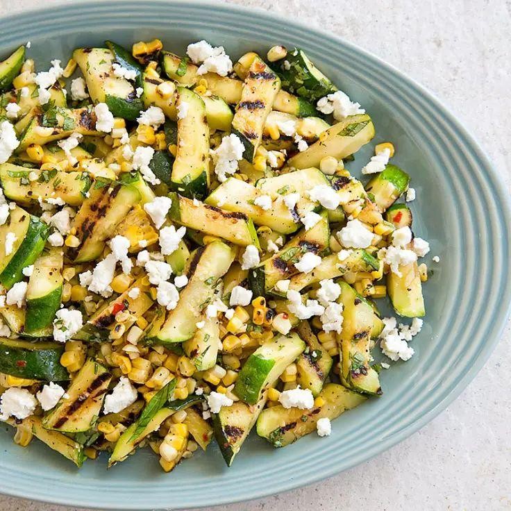 Grilled Zucchini and Corn Salad with Feta