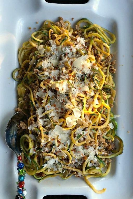Ground Turkey and Pesto Zucchini Noodles