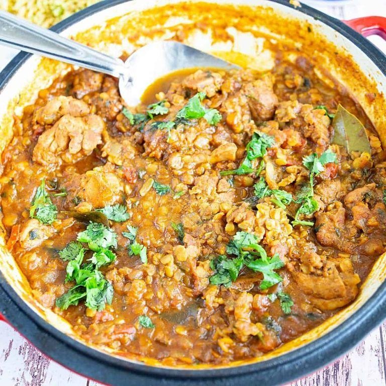 Ground chicken and lentil curry