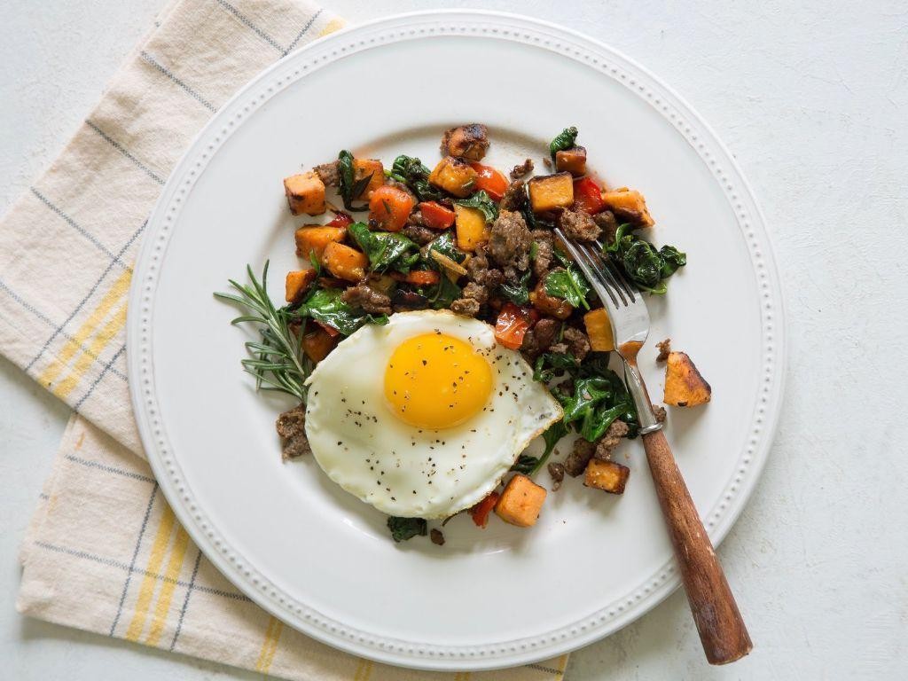 Ground chicken and sweet potato hash
