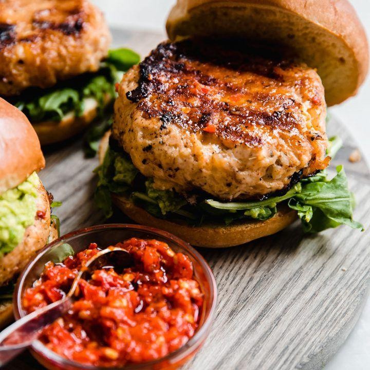 Ground chicken sliders with caramelized onions