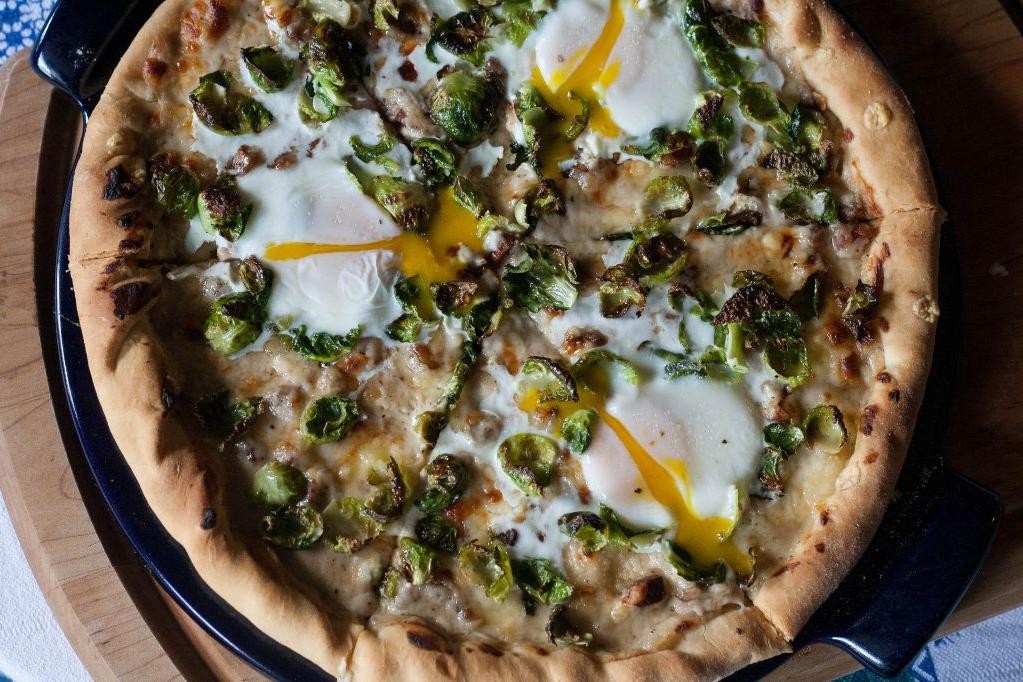 Guanciale and Egg Pizza with Truffle Oil