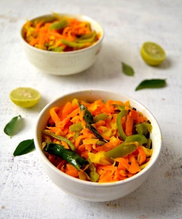 Gujarati Sambharo with Cabbage and Carrot