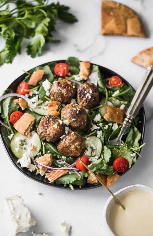 Gyro Meatballs with Tahini Sauce