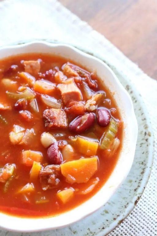 Ham and Kidney Bean Soup with Tomatoes