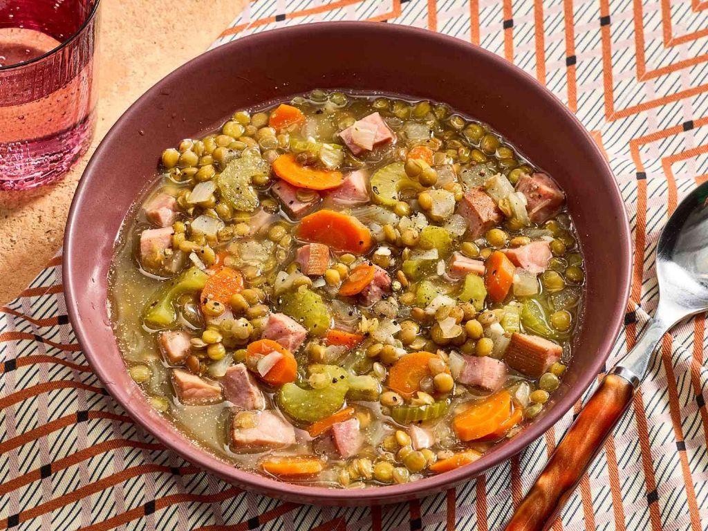 Ham and Lentil Soup with Vegetables