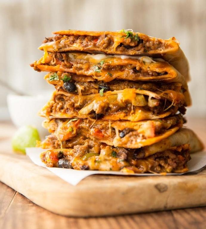 Hamburger Breakfast Quesadilla with Salsa