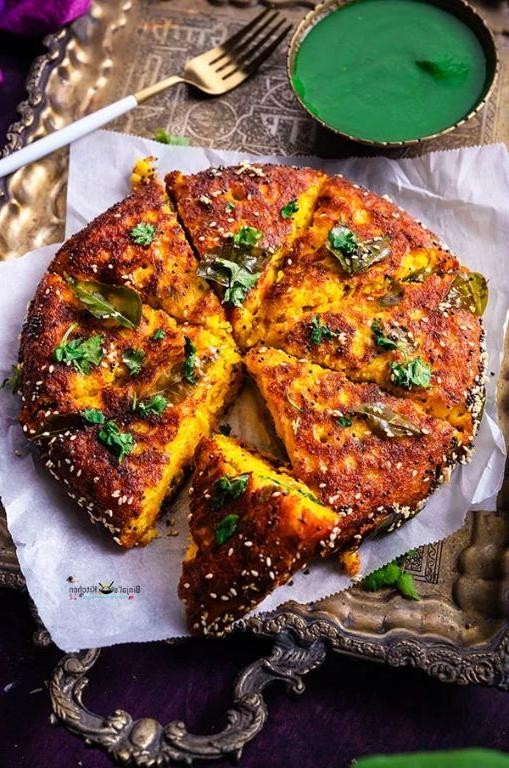 Handvo with Carrot and Bottle Gourd