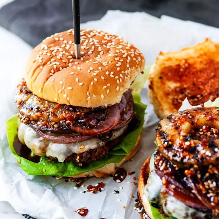 Hawaiian Teriyaki Burger with Grilled Pineapple