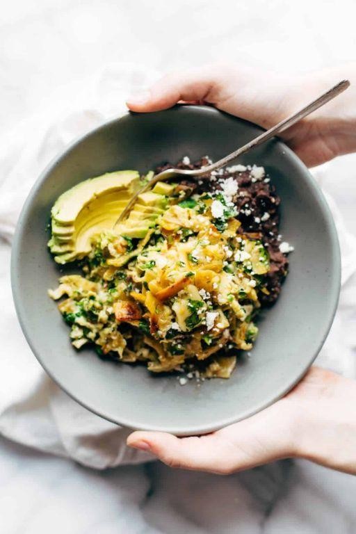Healthy Migas with Spinach and Mushrooms