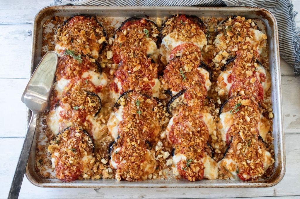 Healthy Sheet Pan Eggplant Parmesan