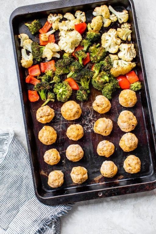 Healthy Sheet Pan Turkey Meatballs with Veggies