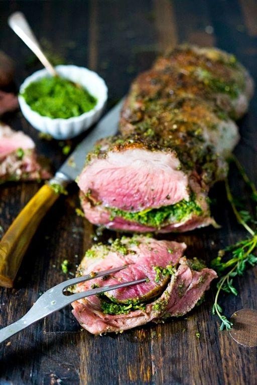 Herb-Crusted Roast Lamb with Mint Sauce