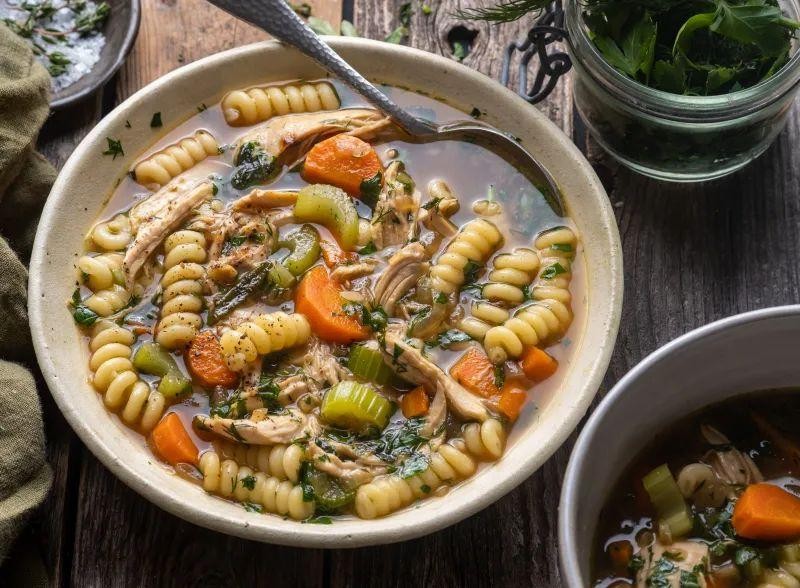 Herbed Mushroom Chicken Noodle Soup