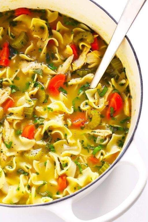 Homemade Chicken Noodle Soup with Fresh Herbs