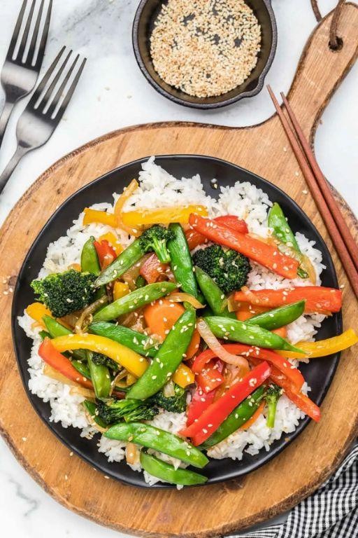 Homemade Vegetable Stir-Fry with Rice