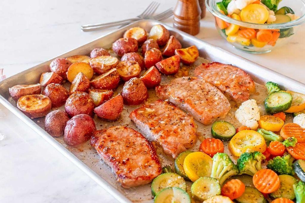 Honey Garlic One Pan Pork Chops with Vegetables