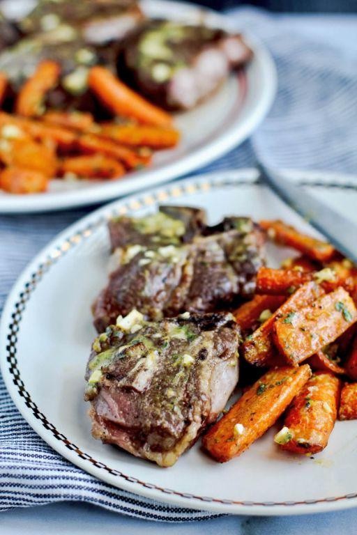 Honey Mustard Lamb Chops with Roasted Vegetables