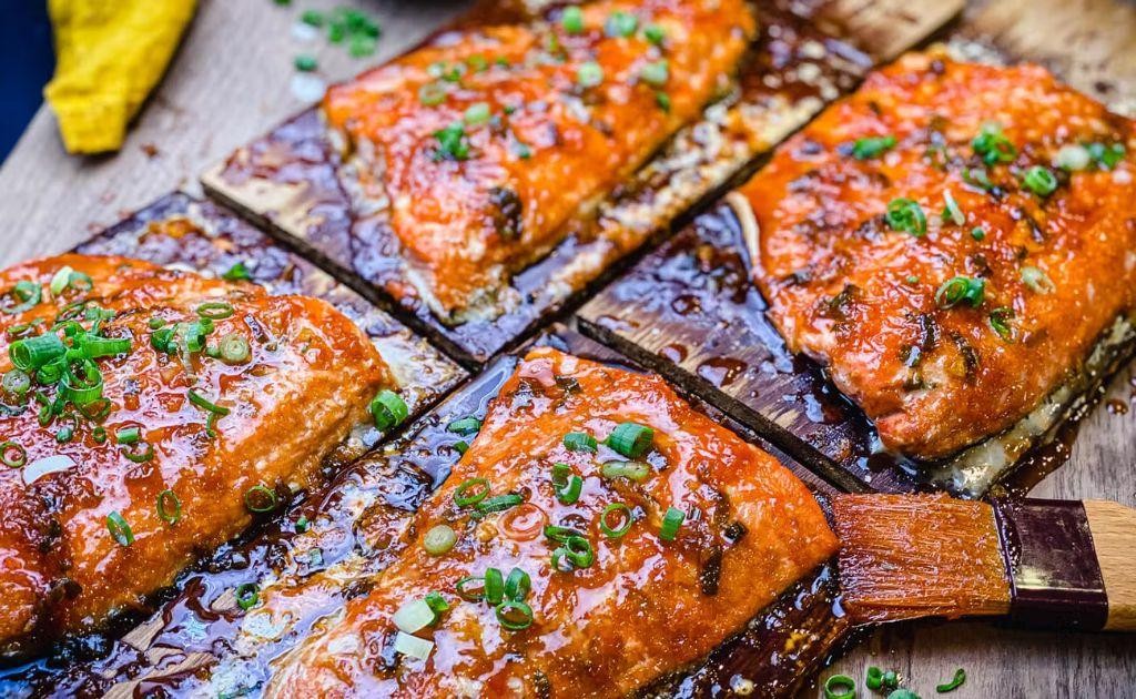 Honey Sriracha Cedar Plank Salmon