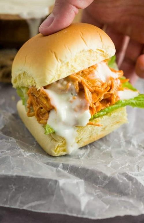 Honey Sriracha Instant Pot Shredded Chicken Sliders