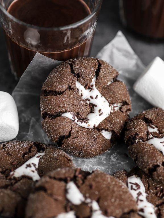 Hot Cocoa Chocolate Cookies with Marshmallows