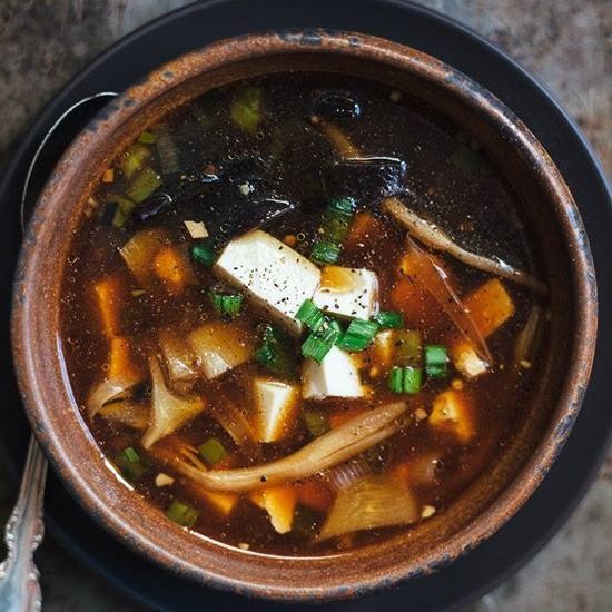 Hot and Sour Soup with Tofu and Mushrooms