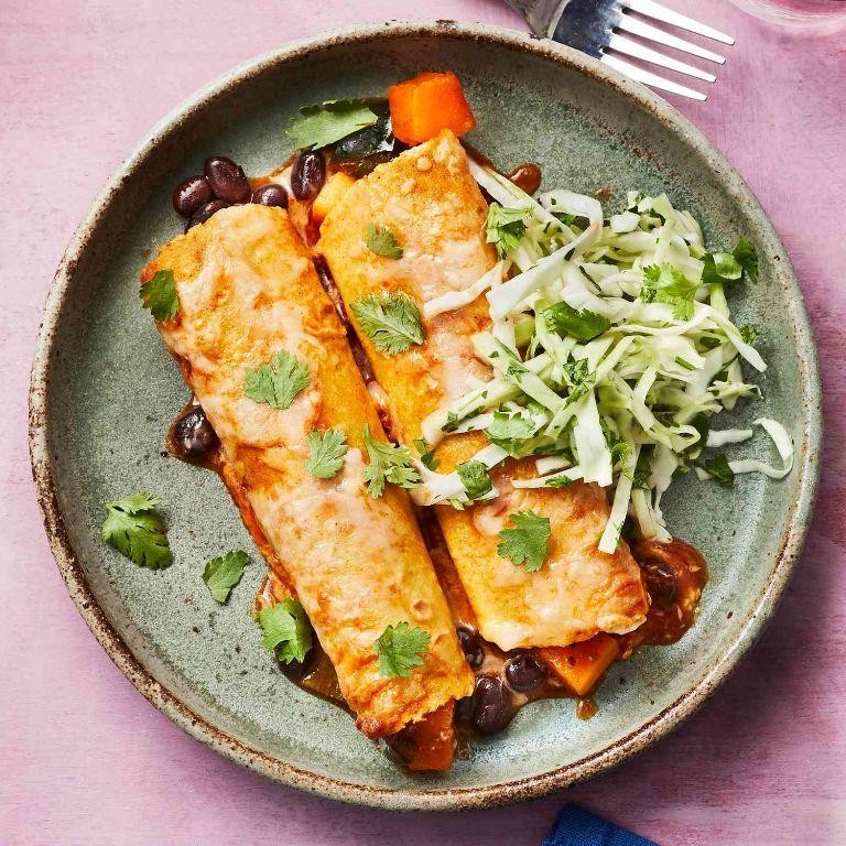 Hubbard Squash and Black Bean Enchiladas