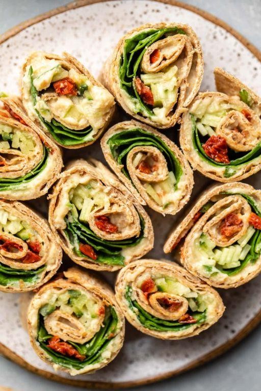 Hummus and Roasted Veggie Pinwheels