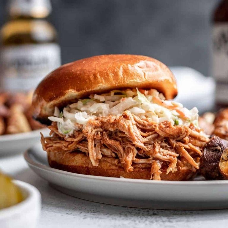 Instant Pot BBQ Shredded Chicken Sandwiches