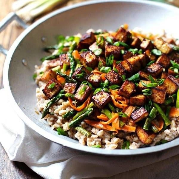 Instant Pot Farro Stir-Fry with Tofu and Soy-Ginger Glaze