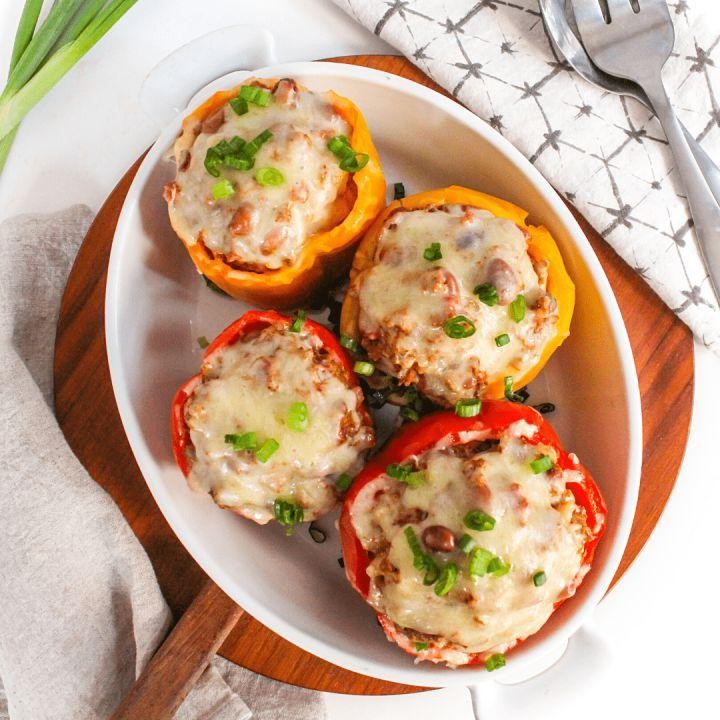 Instant Pot Farro Stuffed Peppers with Ground Turkey