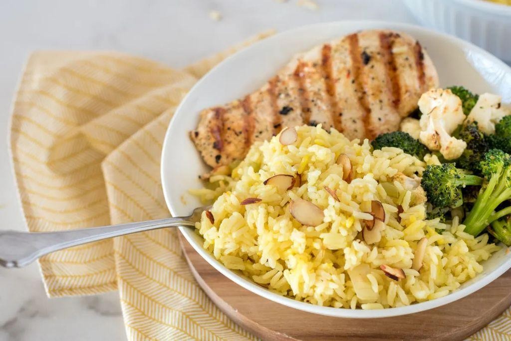 Instant Pot Saffron Rice with Almonds