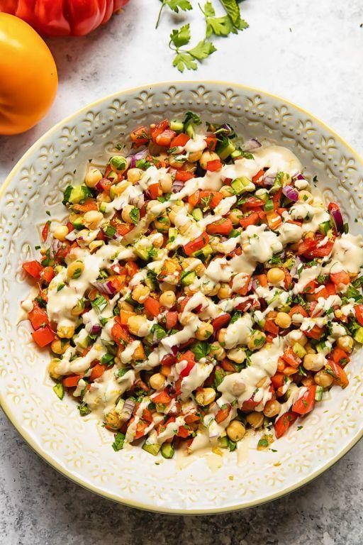 Israeli Chopped Salad with Tahini Dressing