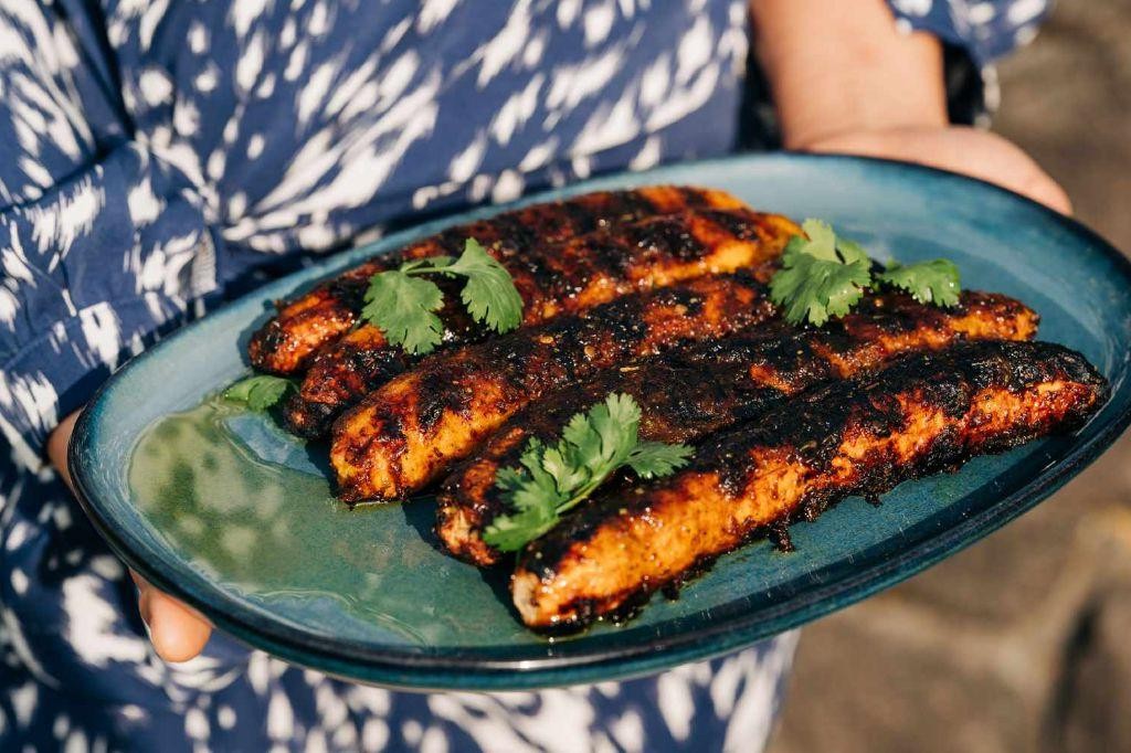 Jerk-Spiced Grilled Plantains with Coconut Yogurt