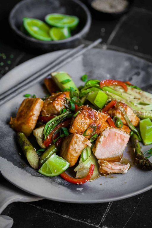 Keta Salmon Stir-Fry with Ginger and Scallions