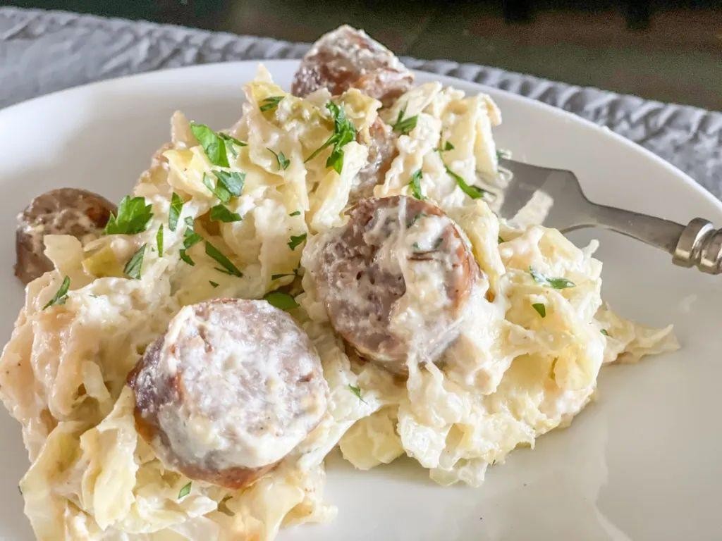Keto Kielbasa and Broccoli Alfredo