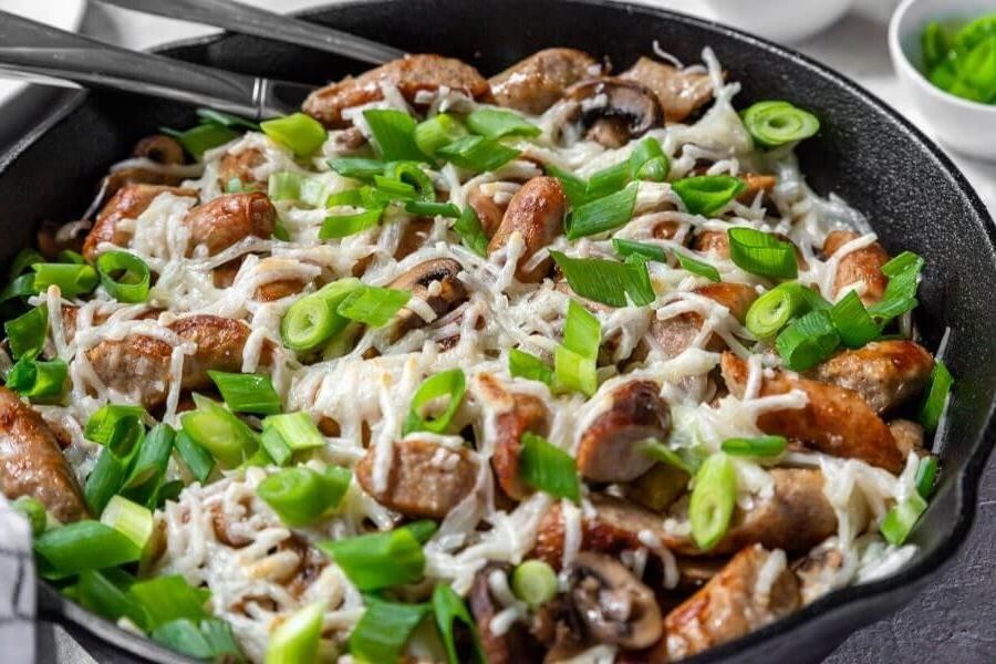 Keto Kielbasa and Mushroom Skillet