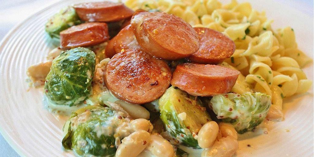 Keto Kielbasa with Creamy Mustard Sauce