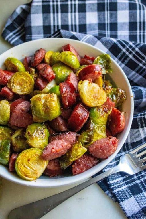 Keto Kielbasa with Roasted Brussels Sprouts