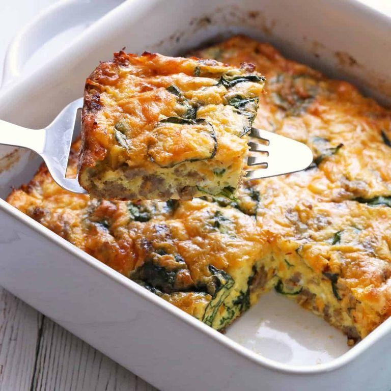 Keto Spinach and Sausage Breakfast Bake