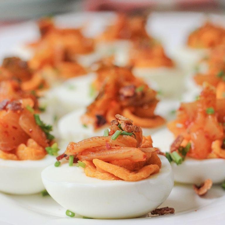 Kimchi Deviled Eggs